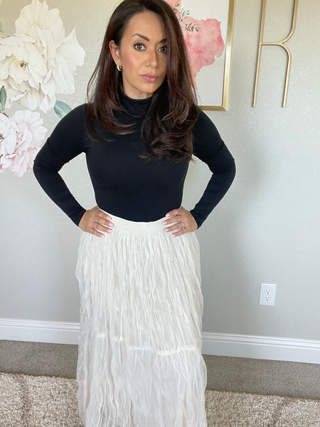 Champagne Sheer Ruffled Maxi Skirt