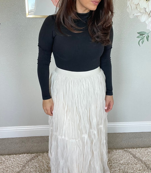 Champagne Sheer Ruffled Maxi Skirt
