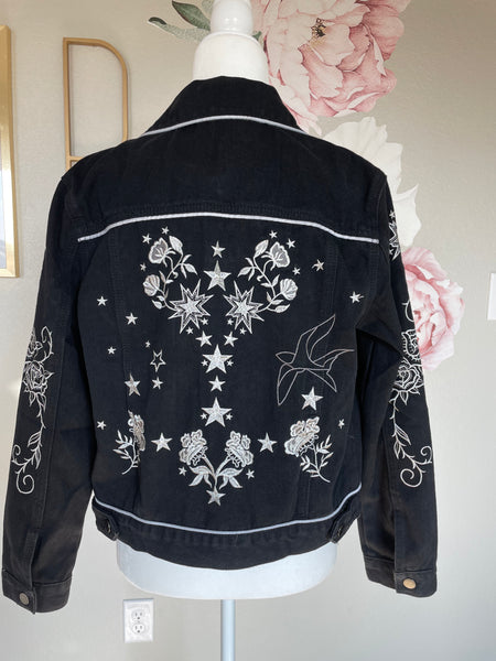 Black & White Wild Rose Denim Jacket