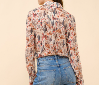 Lucky Charms Vintage Western Print Blouse
