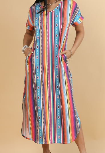 Summer Sarape Maxi T-Shirt Dress