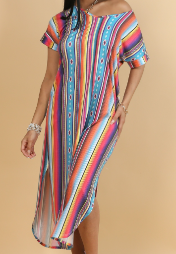 Summer Sarape Maxi T-Shirt Dress