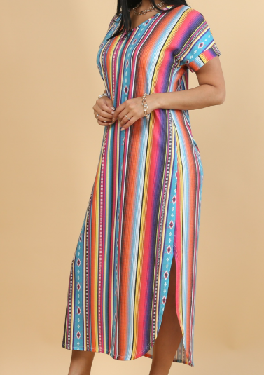 Summer Sarape Maxi T-Shirt Dress