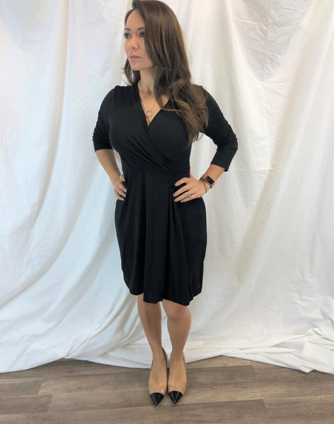 Ladylike Classic Long Sleeve Black Dress