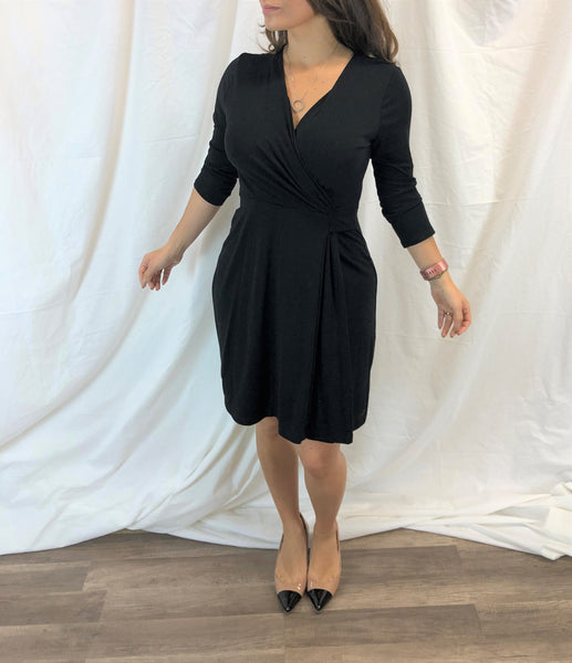 Ladylike Classic Long Sleeve Black Dress