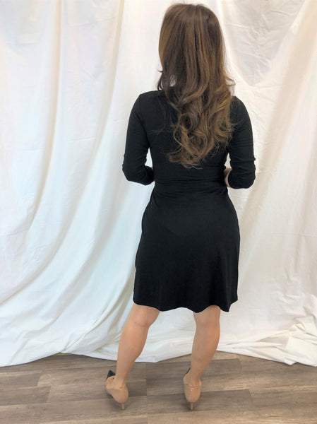 Ladylike Classic Long Sleeve Black Dress