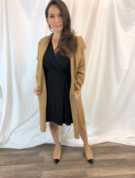 Classic Camel Open Front Sweater Coat