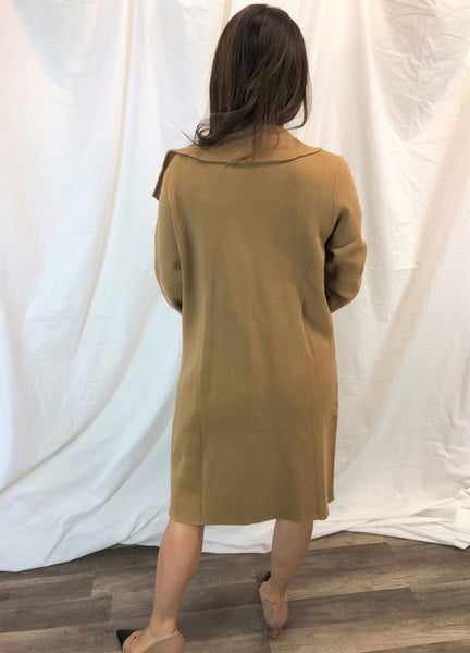 Classic Camel Open Front Sweater Coat