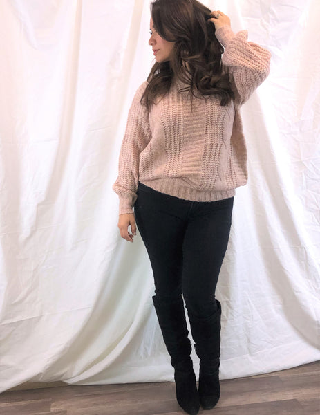 Soft Blush Cable Knit Sweater