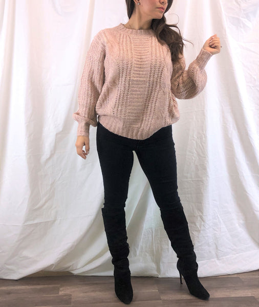 Soft Blush Cable Knit Sweater