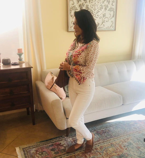Ely Embroidered Top in Animal Print