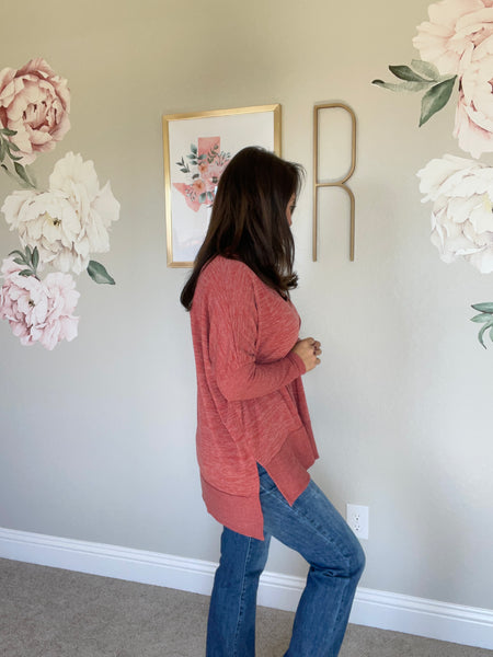 Split Hem Tunic in Dusty Rose