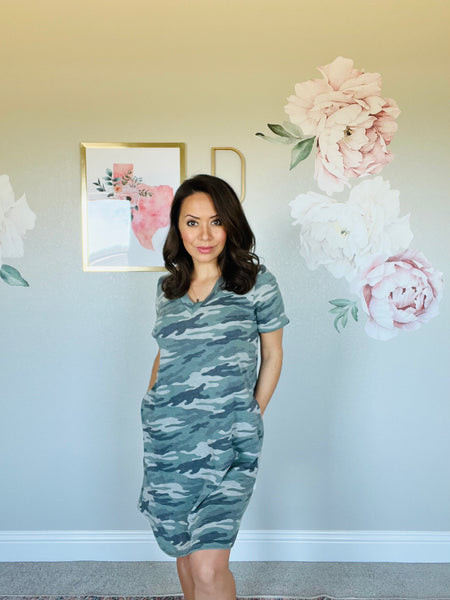 Simple Tee Dress in Camo