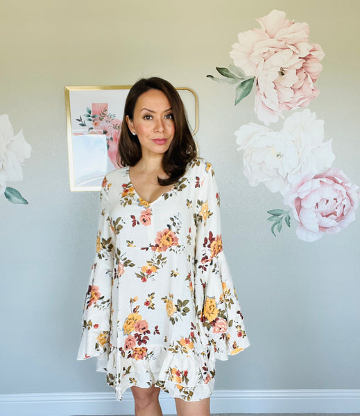 Bell Sleeve Boho Mini Dress