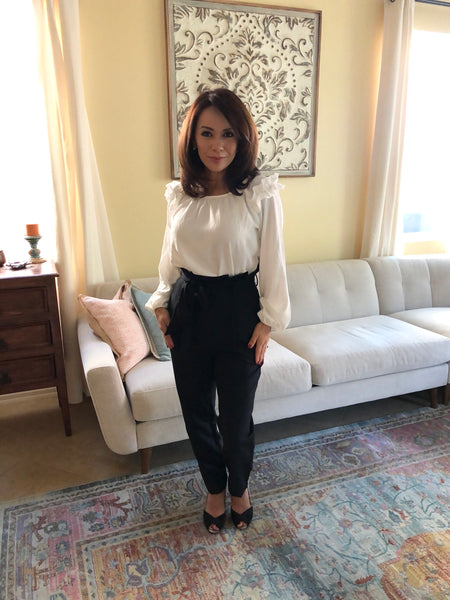 Ladylike Classic Ruffle Trim Ivory Blouse