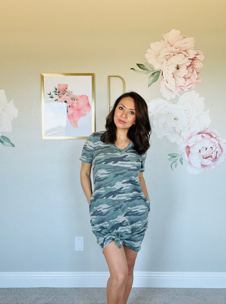 Simple Tee Dress in Camo