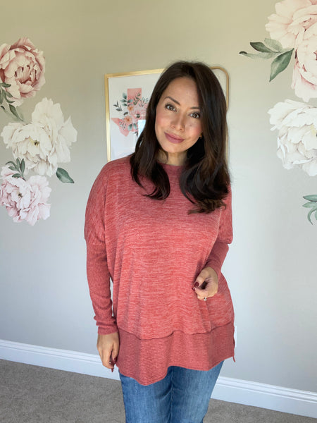 Split Hem Tunic in Dusty Rose