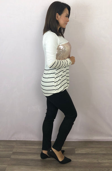 Sequins and Stripes Long Sleeve Tee