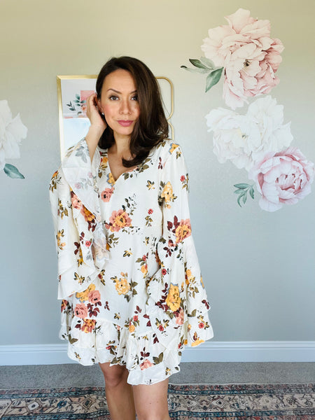 Bell Sleeve Boho Mini Dress