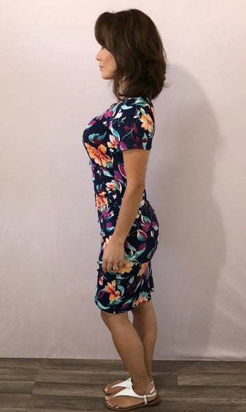 Soft Floral Navy T-Shirt Dress
