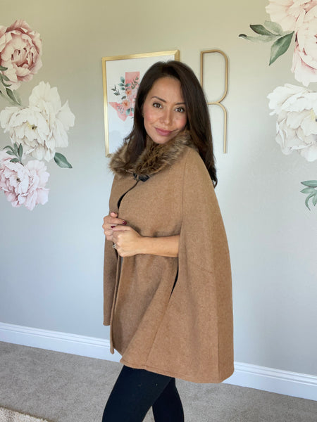 Faux Fur Camel Cape