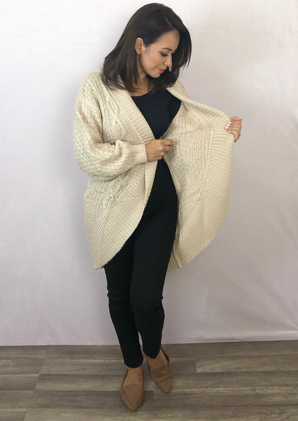 Chunky Cable Knit Cream Cardigan