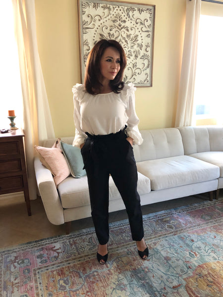 Ladylike Classic Ruffle Trim Ivory Blouse