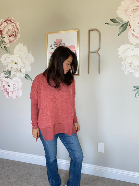 Split Hem Tunic in Dusty Rose