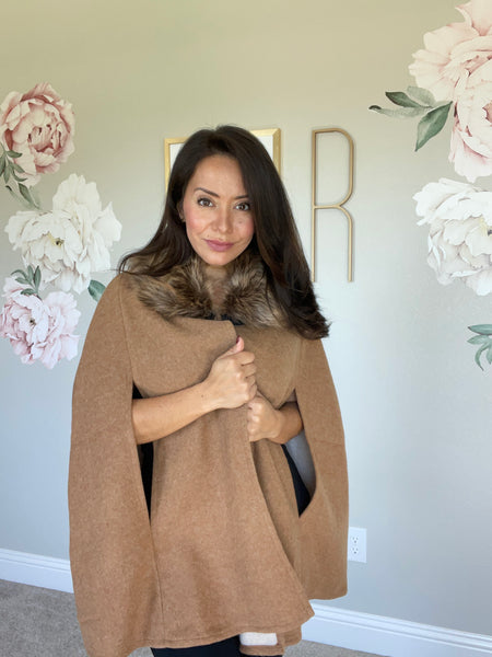Faux Fur Camel Cape