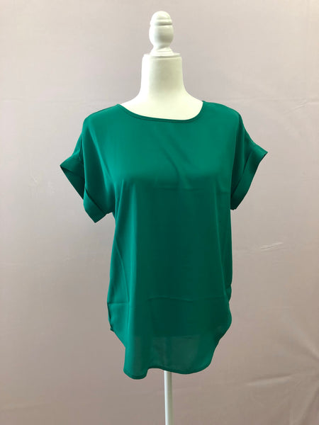 Cuffed Boxy Blouse in Clover Green