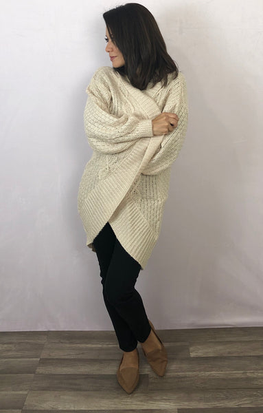 Chunky Cable Knit Cream Cardigan