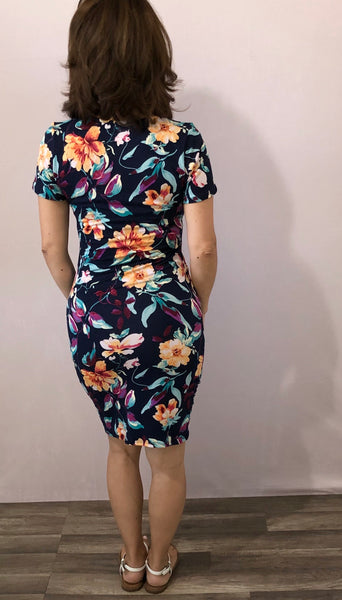 Soft Floral Navy T-Shirt Dress