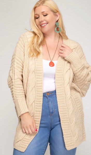 Chunky Cable Knit Cream Cardigan