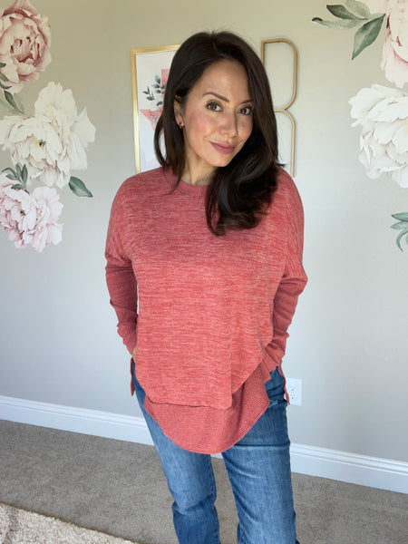 Split Hem Tunic in Dusty Rose
