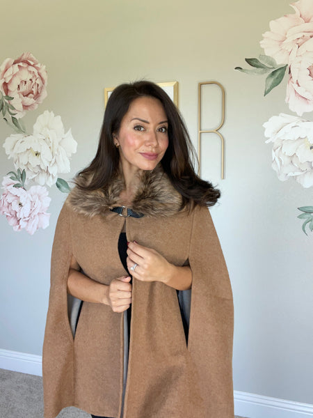 Faux Fur Camel Cape