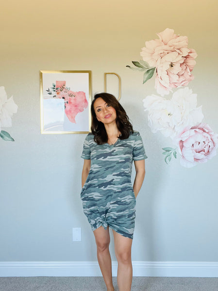 Simple Tee Dress in Camo