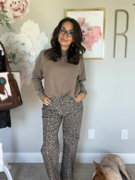 Animal Print Wide Leg Pants