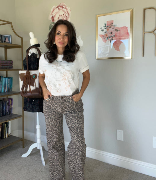 Animal Print Wide Leg Pants
