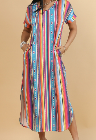 Summer Sarape Maxi T-Shirt Dress