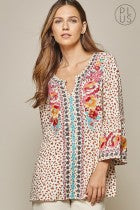 Ely Embroidered Top in Animal Print