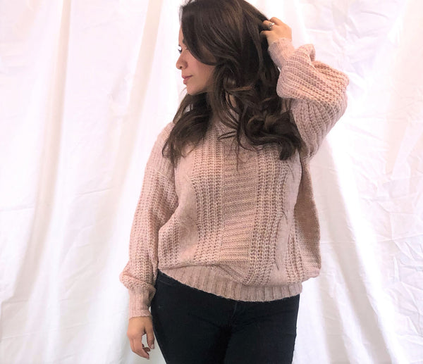 Soft Blush Cable Knit Sweater