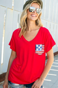 Stars Stripes and Sequins Tee RED