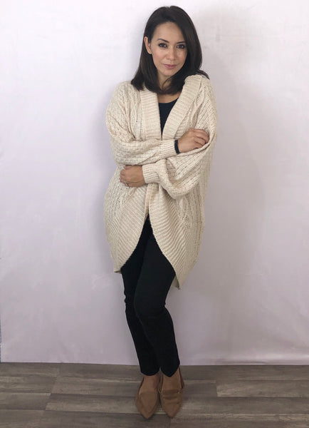 Chunky Cable Knit Cream Cardigan