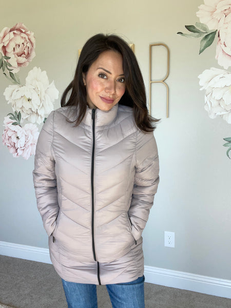 Packable Taupe Puffer Jacket