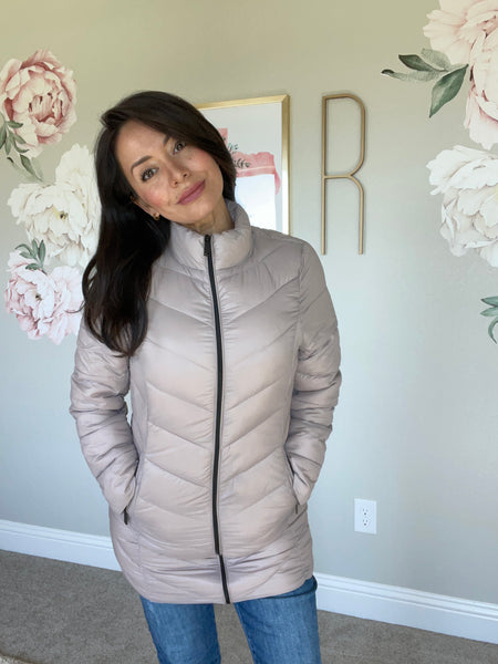 Packable Taupe Puffer Jacket